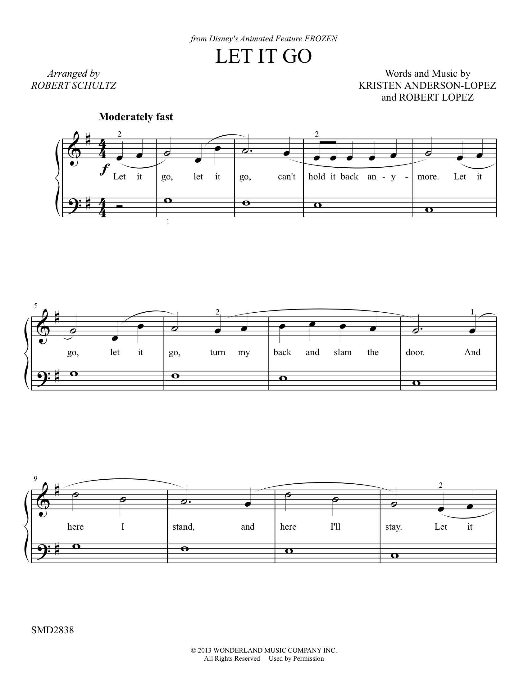 Let It Go (Frozen) (5 finger) | Schultz Music Publications