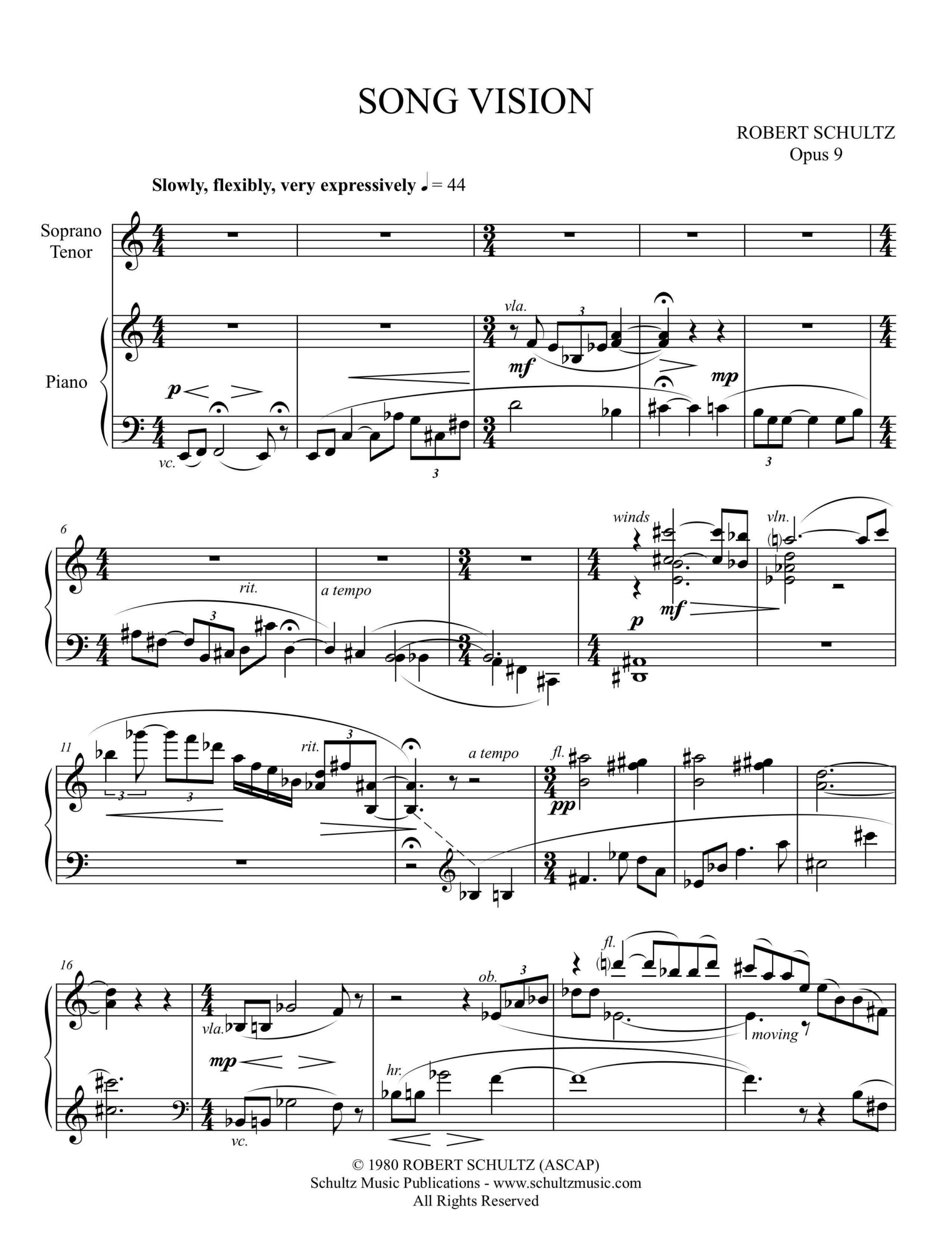 Song Vision Op. 9 Piano/Vocal