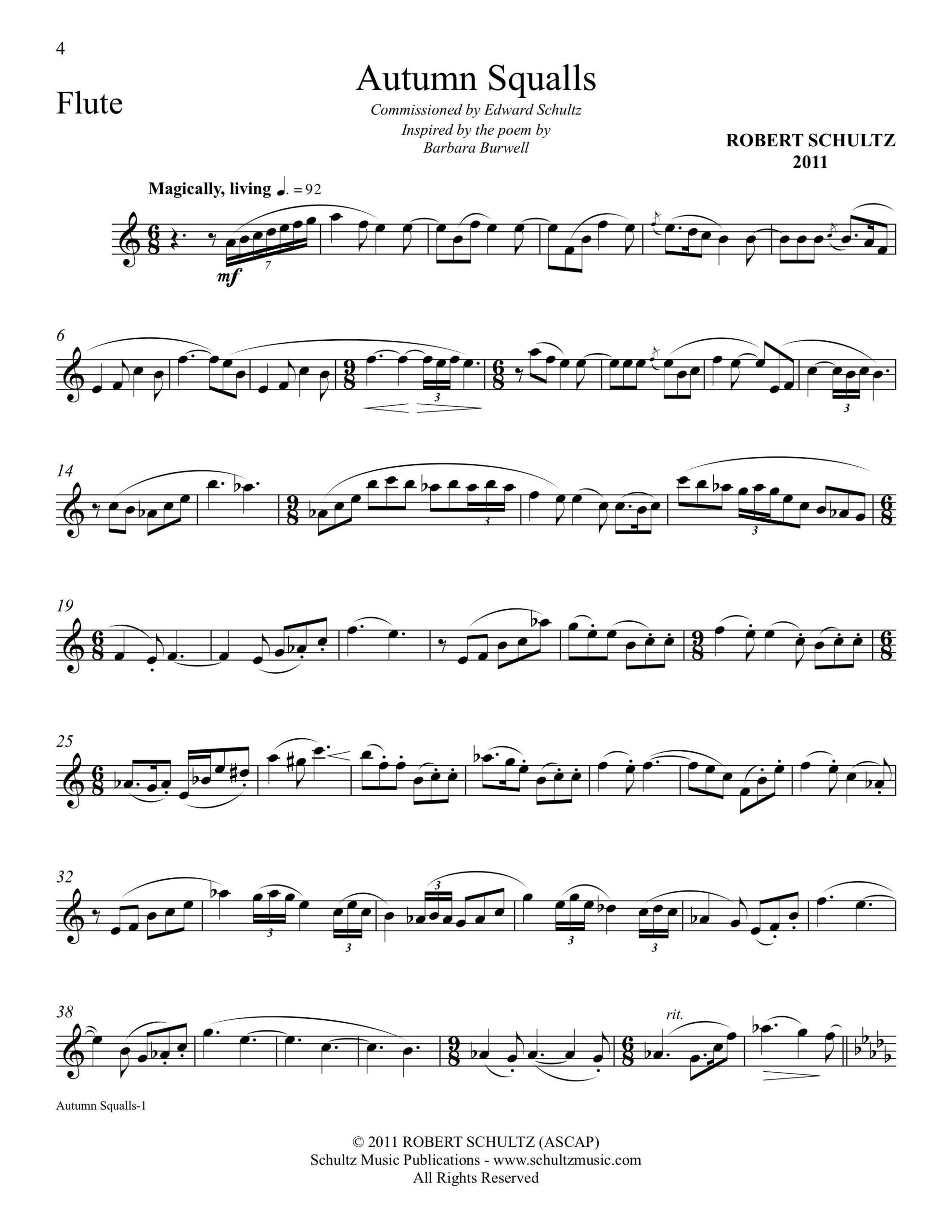 Autumn Squalls for Solo Flute